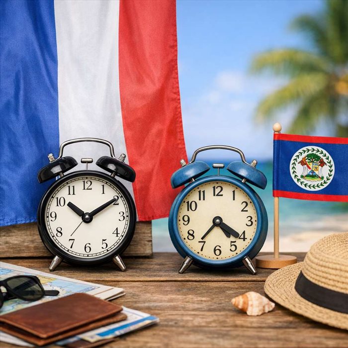 Décalage horaire France-Belize : heures, fuseaux et conseils